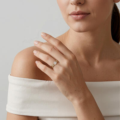 "Destined Duo" Radiant Cut Side Stone Engagement Ring