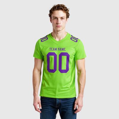 Pro-Grade Neon Green Football Jersey Durable mesh fabric designed for competitive play - Custom Name & Number