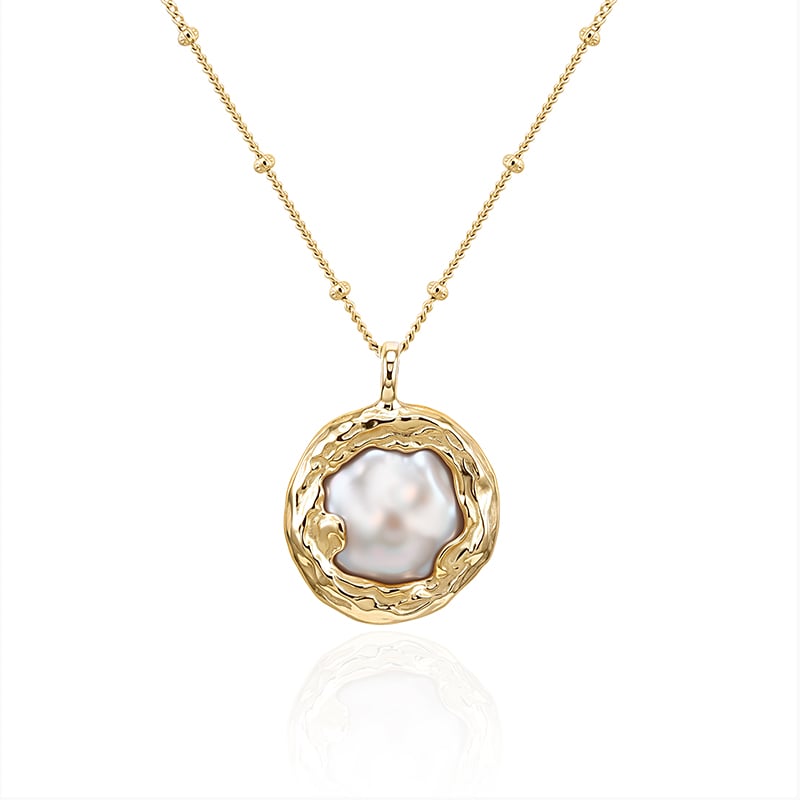 Jeulia Everyday Gold Baroque Pearl Pendant Necklace