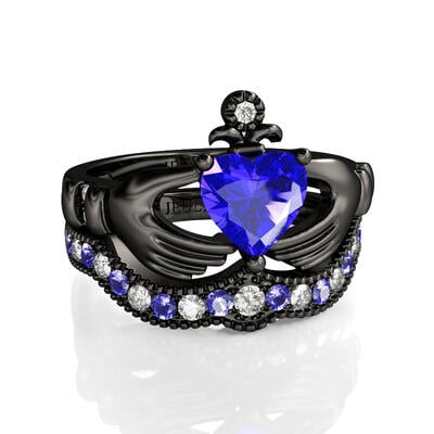 Jeulia Claddagh Heart Cut Sterling Silver Ring