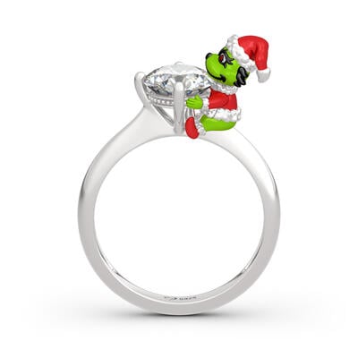 Jeulia Hug Me "Welcome Christmas" Round Cut Sterling Silver Ring