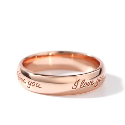 Jeulia "I Love You" Rose Gold Tone Sterling Silver Men's Band