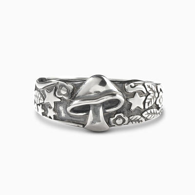 Jeulia "Vintage Mushroom" Sterling Silver Band