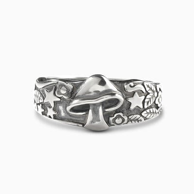 Jeulia "Vintage Mushroom" Sterling Silver Band