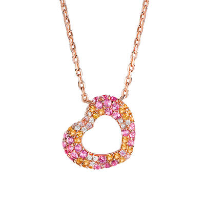 Jeulia "Donuts of Love" Multicolor Heart Sterling Silver Necklace