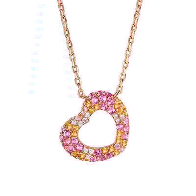 Jeulia "Donuts of Love" Multicolor Heart Sterling Silver Necklace