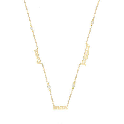 Jeulia "Always Together" Round Cut Personalized Name Sterling Silver Necklace