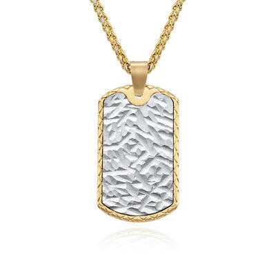 Jeulia Tree Bark Textured ID Tag Stainless Steel Men's Necklace