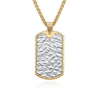 Jeulia Tree Bark Textured ID Tag Edelstahl Halskette für Männer