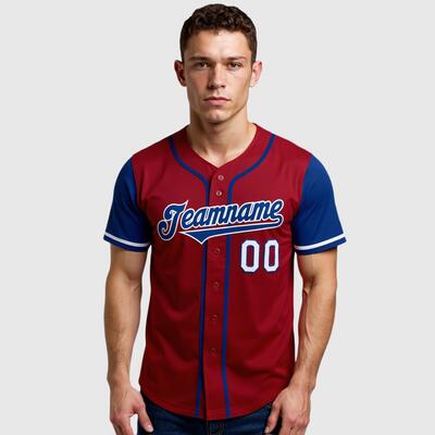 Custom Crimson Royal Authentic Two Tone Baseball Jersey with Personalized Number and Logo for Games Practices and Fan Events
