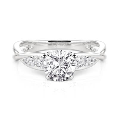 Jeulia Classic Twist Round Cut Engagement Ring with Side Stone