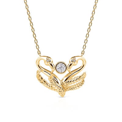 Jeulia Flamingo Inspired Couple Necklace Sterling Silver
