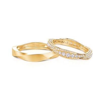 Jeulia Minimalist Mobius Gold Wedding Bands for Couples