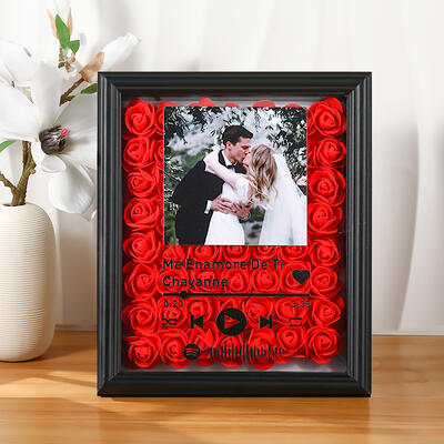Custom Dried Flower Shadow Box With Personalized Spotify Code And Photo ...