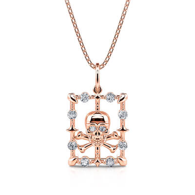 Jeulia "Danger" Skull & Crossbones Sterling Silver Necklace