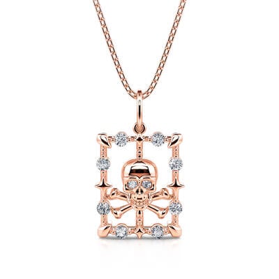 Jeulia "Danger" Skull & Crossbones Sterling Silver Necklace
