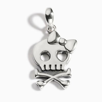 Jeulia "Girl Skull" Sterling Silver Charm