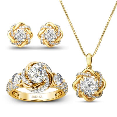 Jeulia Knot of Love Sterling Silver Jewelry Set