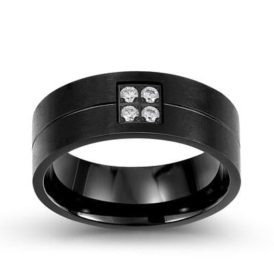 Anillo Negro Clásico De Acero Titanio De Jeulia Para Hombre