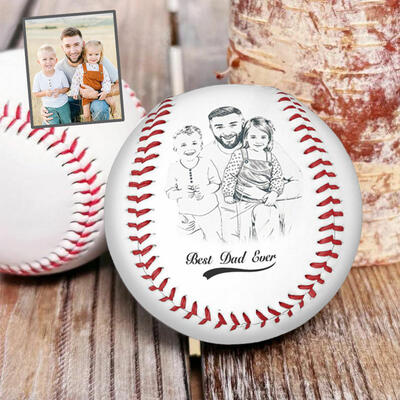 Personalized Baseball Custom Cartoon Sketch Portrait Photo Father's Day Gift for Dad