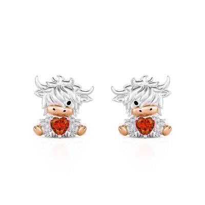 Jeulia Hug Me “Highland Cow” Heart Earrings