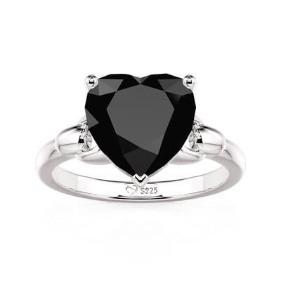 Jeulia Anillo de Compromiso Solitario Corazón Negro con Cadena Simple