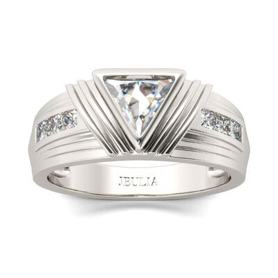 Jeulia Trillion Cut Sterling Silver Men's Band
