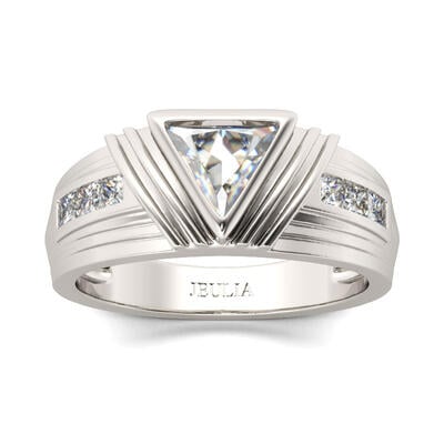 Jeulia Trillion Cut Sterling Silver Men's Band