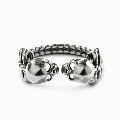 Jeulia "Lovers of Valdaro" Skull Sterling Silver Ring