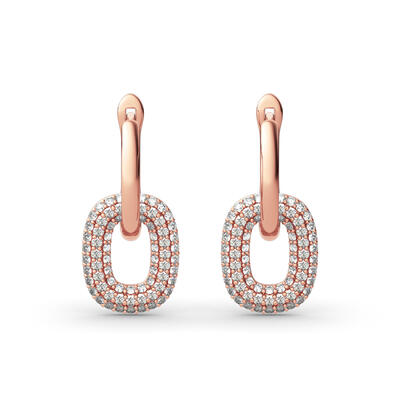 Jeulia Two Interlocking Design Sterling Silver Earrings