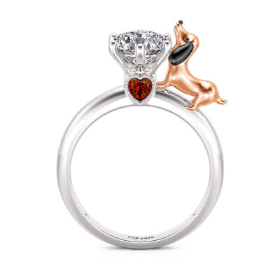 Jeulia Hug Me Custom Two Birthstone Dachshund Ring