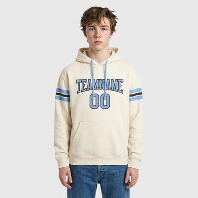 Custom Stitched Cream Football Pullover Sweatshirt Hoodie Comfortable Breathable Fabric Personalized Team Name