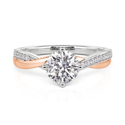 Jeulia Amore Two Tone Twist Engagement Ring Sterling Silver