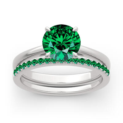 Jeulia Classic Round Cut Sterling Silver Ring Set