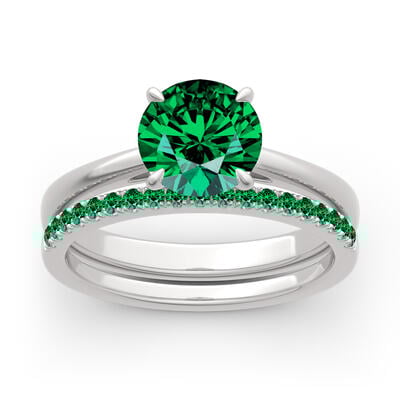 Jeulia Classic Round Cut Sterling Silver Ring Set