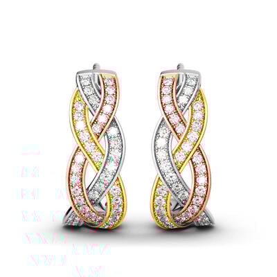 Jeulia Intertwined Tri-Tone Earrings