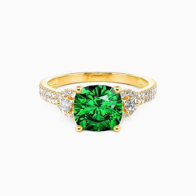 "Grow Old with Me" 2ct Cushion Cut Side Stone Engagement Ring