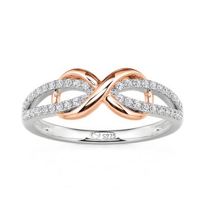 Jeulia Twist Two Tone Infinity Ring for Women Sterling Silver
