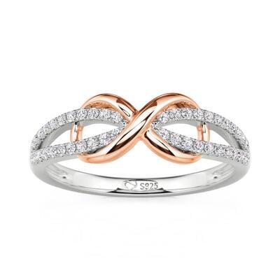 Jeulia Twist Two Tone Infinity Ring for Women Sterling Silver
