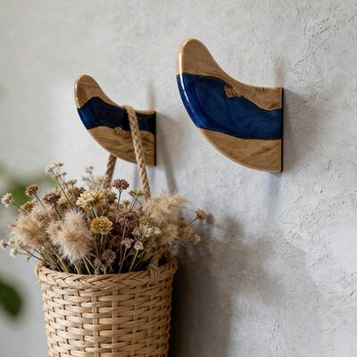 Vibrant Resin-Wood Wall Hooks | Reslol Handcrafted Arc Design for Entryway & Gifting