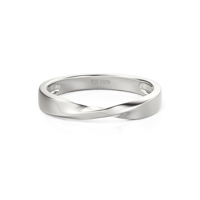 Jeulia Herren Ehering Simple Twist Silber Glatt