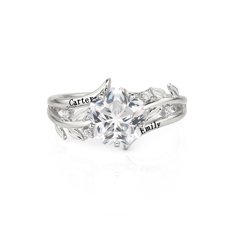 Jeulia Parallel Meet Custom Name Blossom‑Cut Flower Promise Ring