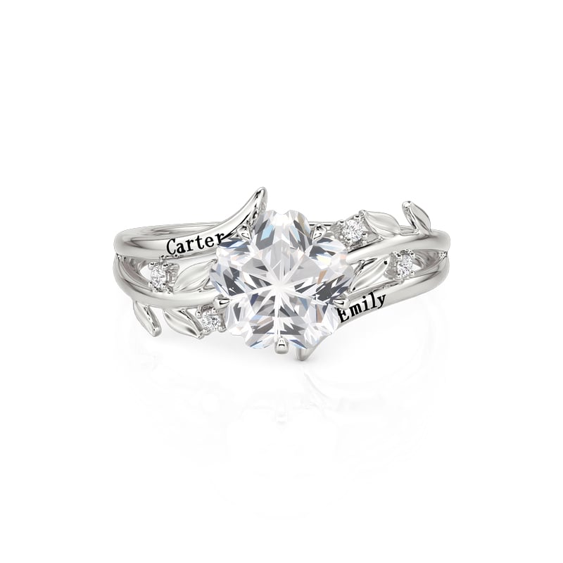 Jeulia Parallel Meet Custom Name Blossom‑Cut Flower Promise Ring
