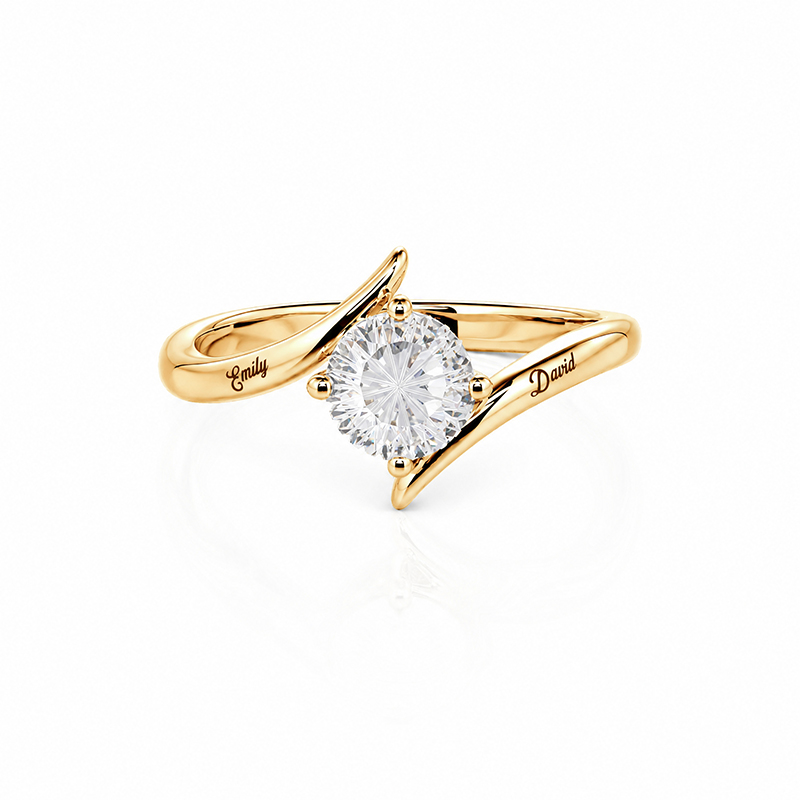 Jeulia Parallel Meet Gold Custom Bypass Starburst Cut Engravable Engagement Ring