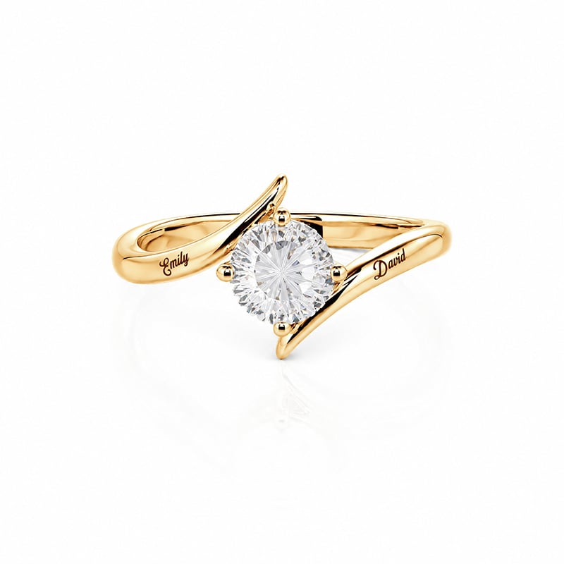 Jeulia Parallel Meet Gold Custom Bypass Starburst Cut Engravable Engagement Ring