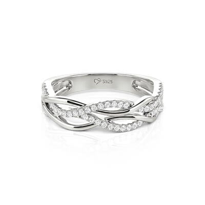 Jeulia Intertwined Sterling Silver Women's Band