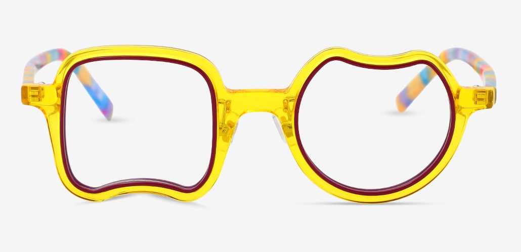 Garth Yellow Square Round Glasses