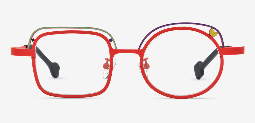 Harrima Red Square Round Glasses