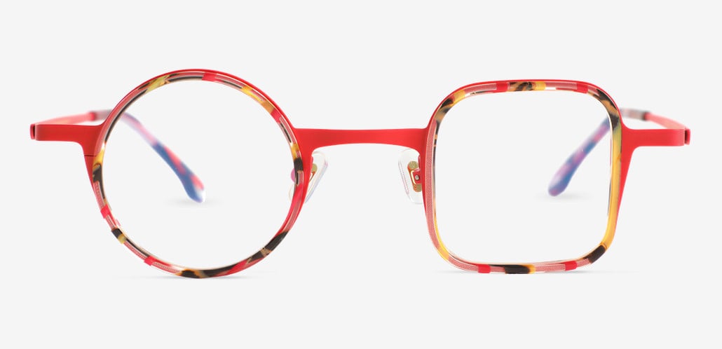 Augu Gafas Cuadradas Redondas Rojas