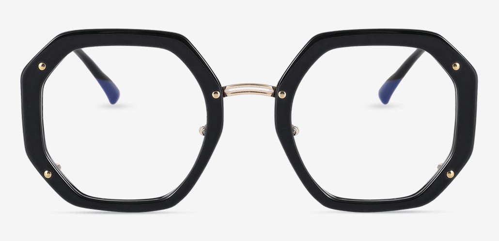 Megre Black Geometric Glasses